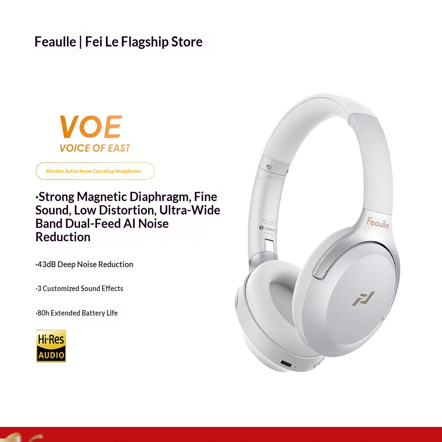 Feaulle VOE Wireless Bluetooth - Anc Wireless Over Ear Headphones recension och pris